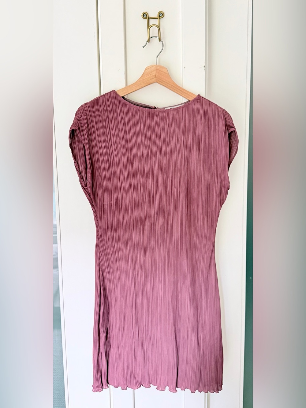 Madewell Plissé Mini Tee Dress in Pressed Grape